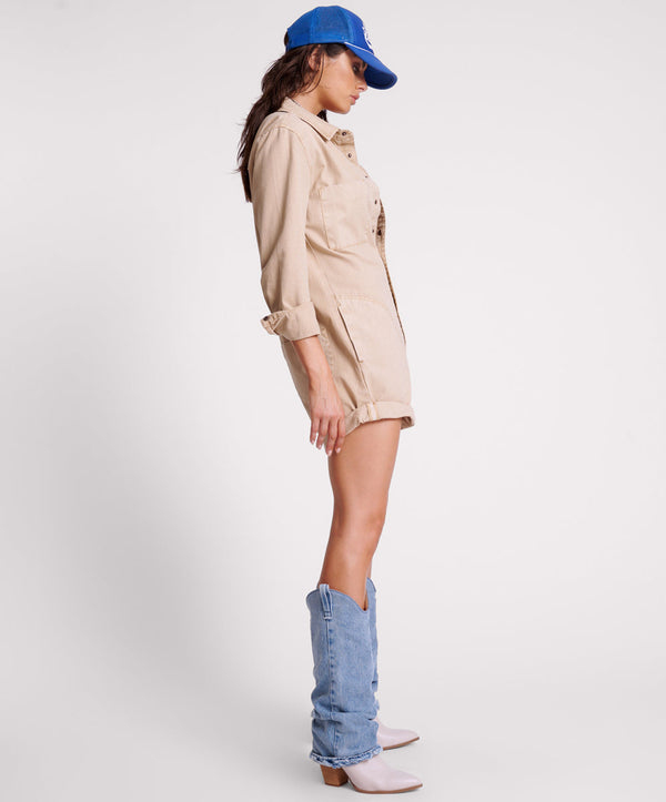 One Teaspoon Canvas Prophecy Jumpsuit - Stone