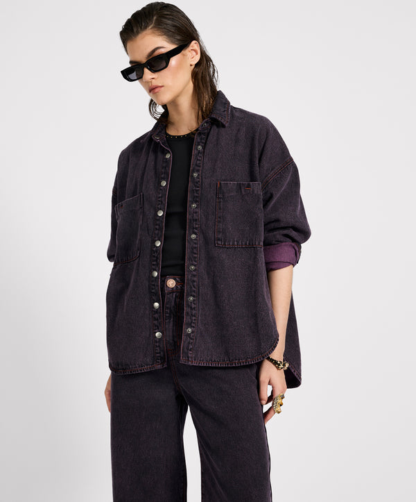 One Teaspoon Daria Denim Shacket - Black Pink