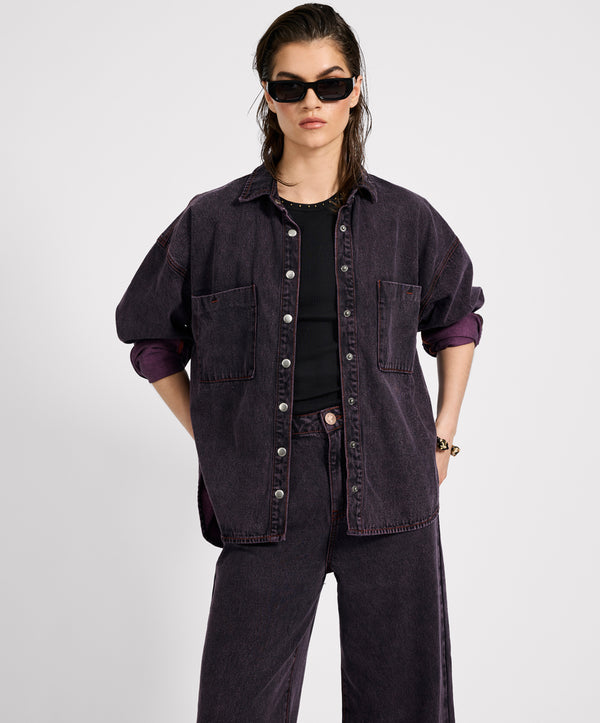 one teaspoon Daria Denim Shacket - Black Pink