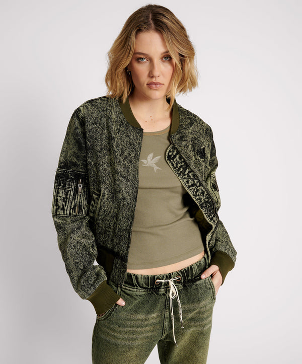 one teaspoon Denim Bomber Jacket - Black Khaki
