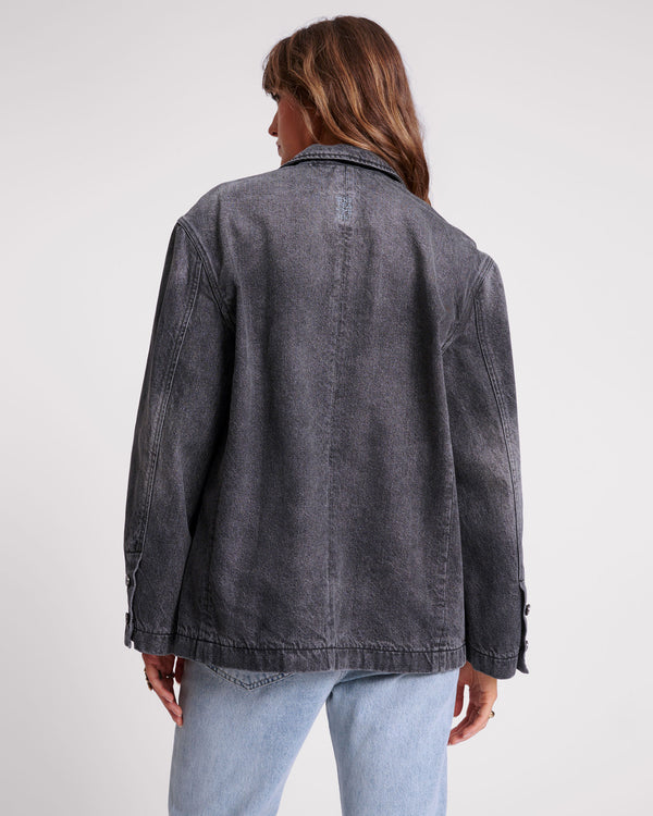 One Teaspoon Denim Boyfriend Blazer - Worn Black