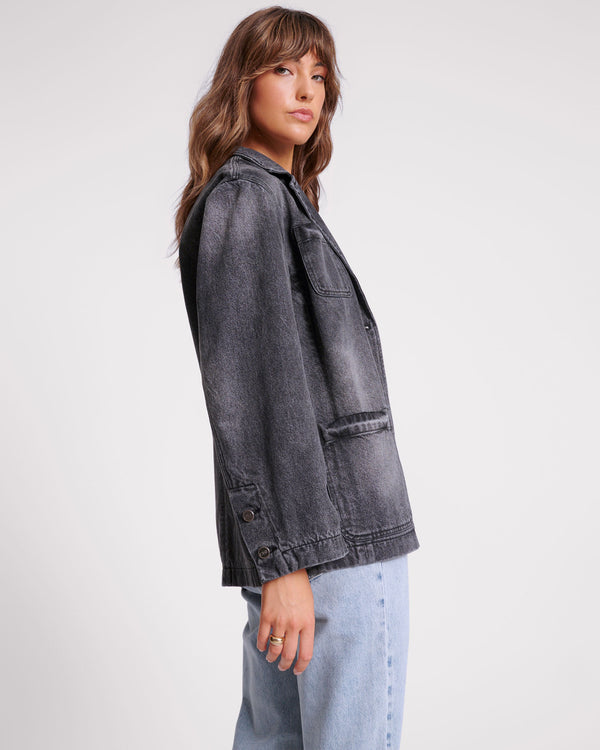 One Teaspoon Denim Boyfriend Blazer - Worn Black