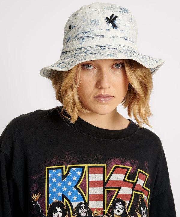 one teaspoon Denim Bucket Hat - Acid Check Print
