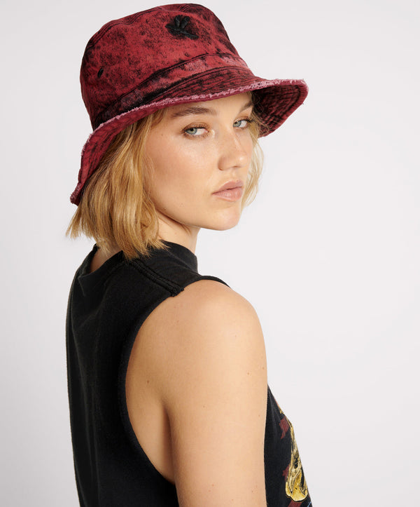 One Teaspoon Denim Bucket Hat - Black Heart