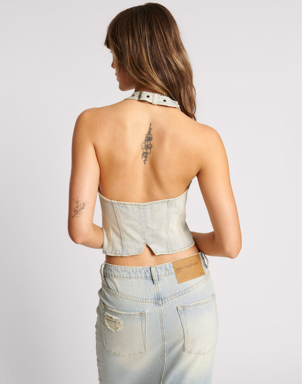 One Teaspoon Denim Halter Top - Old West