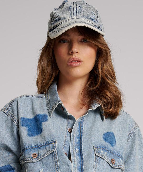 One Teaspoon Distressed Denim Cap - Blue