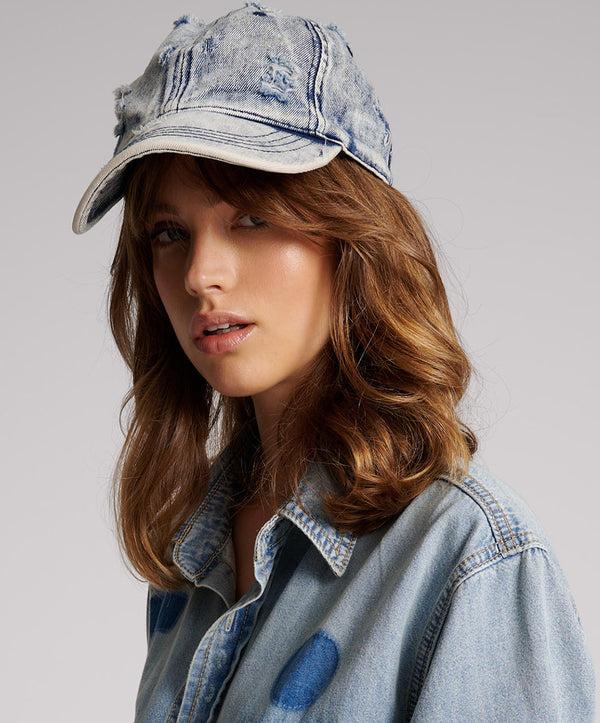 One Teaspoon Distressed Denim Cap - Blue