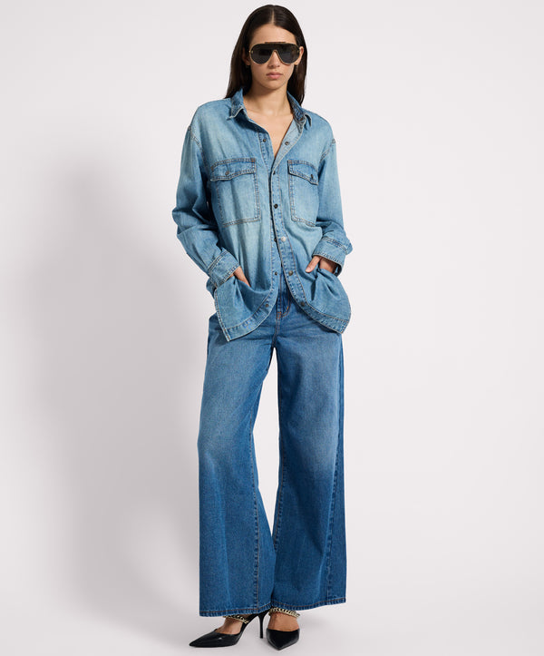 One Teaspoon Essential Denim Shirt - Blue Crush
