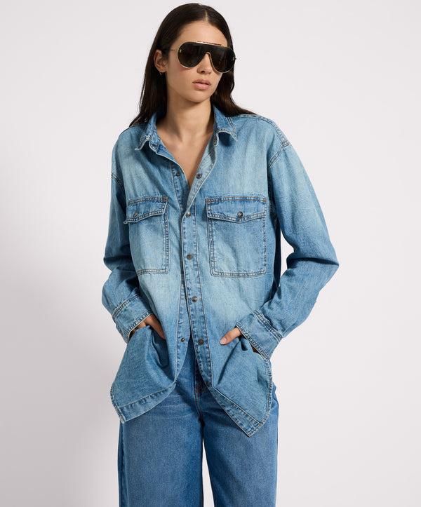 One Teaspoon Essential Denim Shirt - Blue Crush