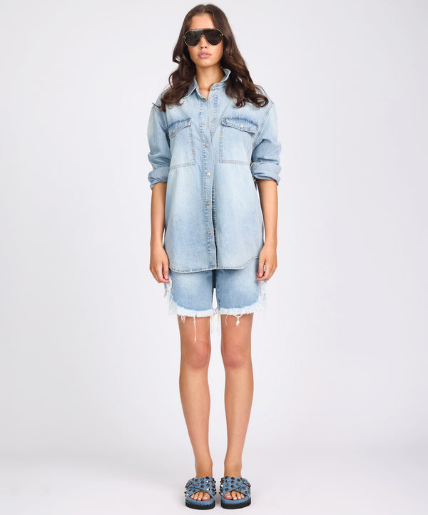 One Teaspoon Essential Denim Shirt - Santa Cruz Blue