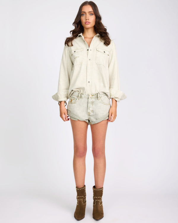 One Teaspoon Everyday Denim Shirt - Antique White