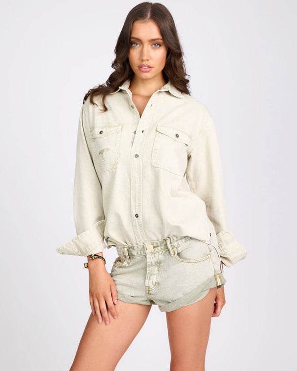 one teaspoon Everyday Denim Shirt - Antique White