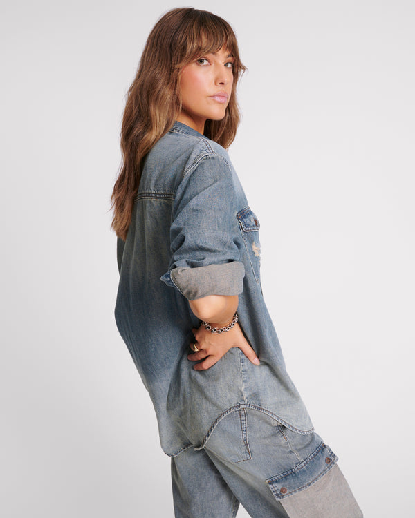 One Teaspoon Everyday Denim Shirt - Dirty Blue