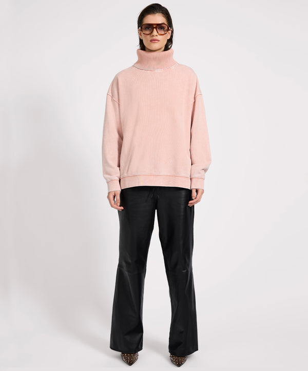 One Teaspoon Fleece Roll Neck Sweater - Blush Pink