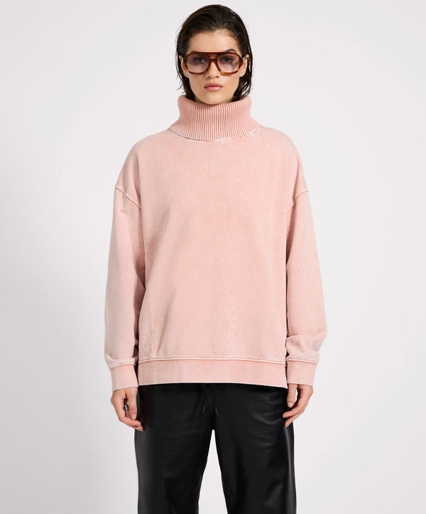 One Teaspoon Fleece Roll Neck Sweater - Blush Pink