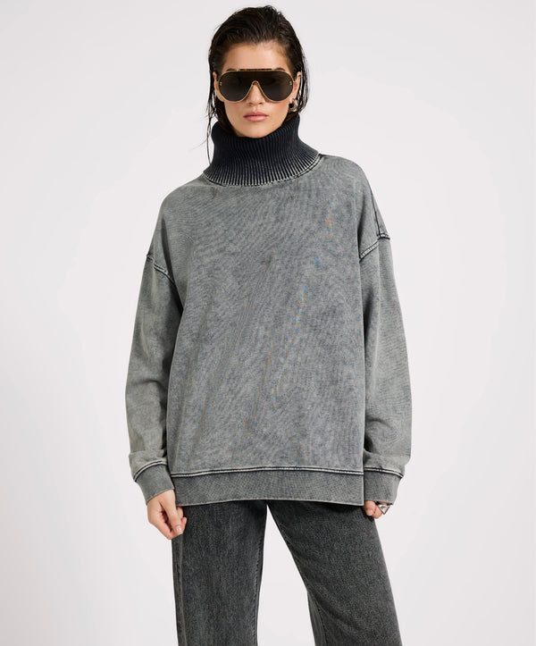 one teaspoon Fleece Roll Neck Sweater - Worn Black