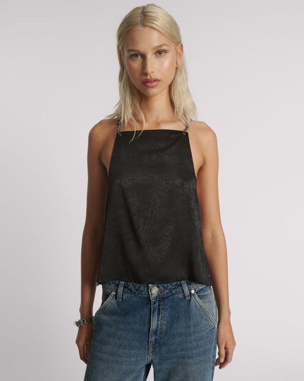 one teaspoon Heaven Chain Satin Backless Top - Black