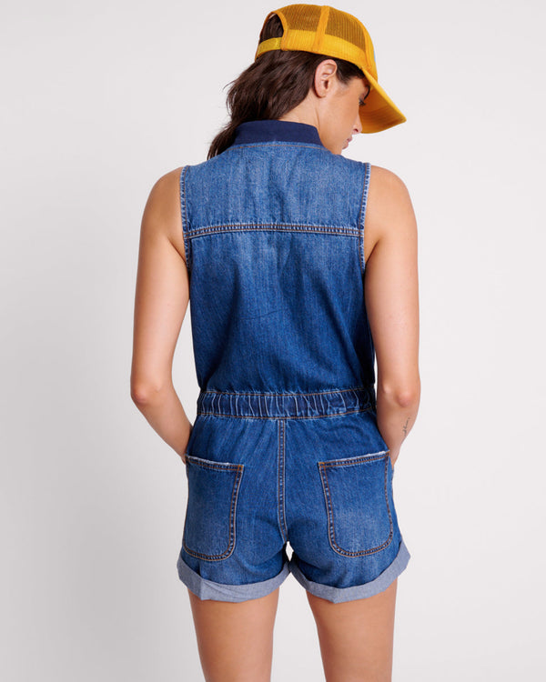 One Teaspoon Lilly Sporty Denim Jumpsuit - Blue Moon