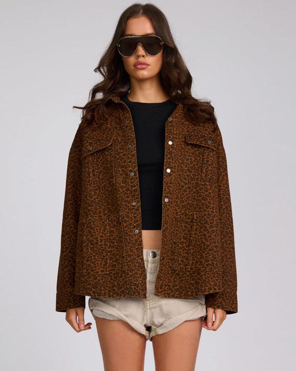 one teaspoon Longline Denim Jacket - Cheetah Print