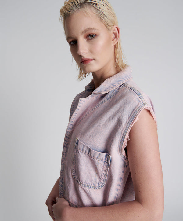 One Teaspoon Palisades Denim Overalls - Pink Haze