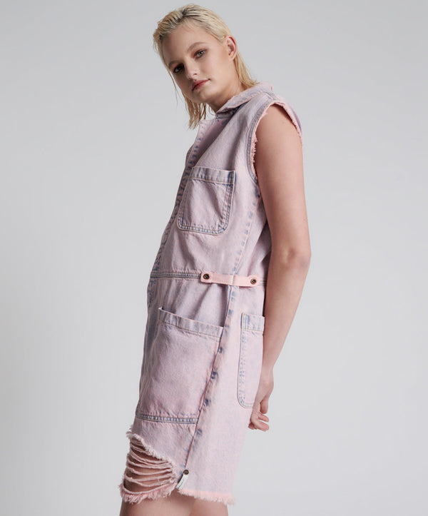 One Teaspoon Palisades Denim Overalls - Pink Haze