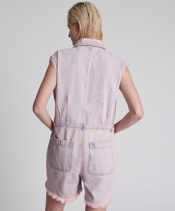 One Teaspoon Palisades Denim Overalls - Pink Haze