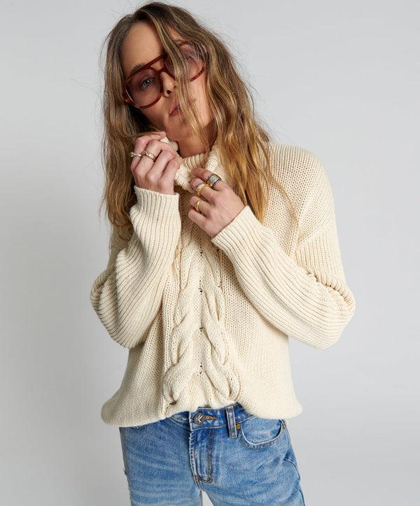 one teaspoon Poison Cable Knit Sweater Cream - Creme