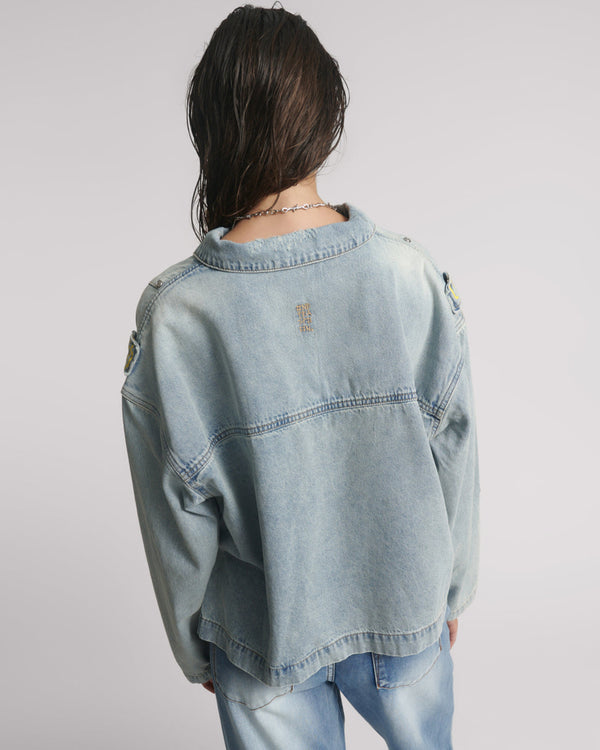 One Teaspoon Retro Pullover Denim Shirt - Soft Blue