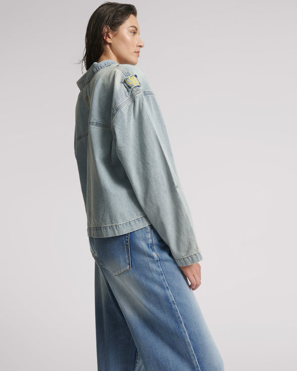 One Teaspoon Retro Pullover Denim Shirt - Soft Blue