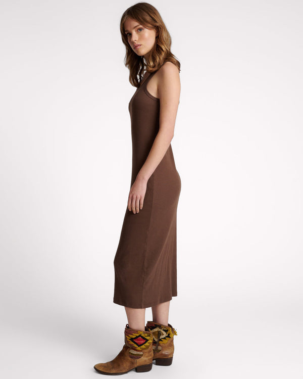 One Teaspoon One Teaspoon Ribbed Singlet Midi Dress - Chocolate