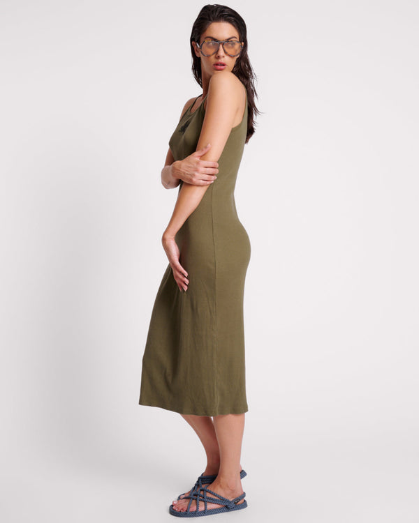 One Teaspoon One Teaspoon Ribbed Singlet Midi Dress - Khaki