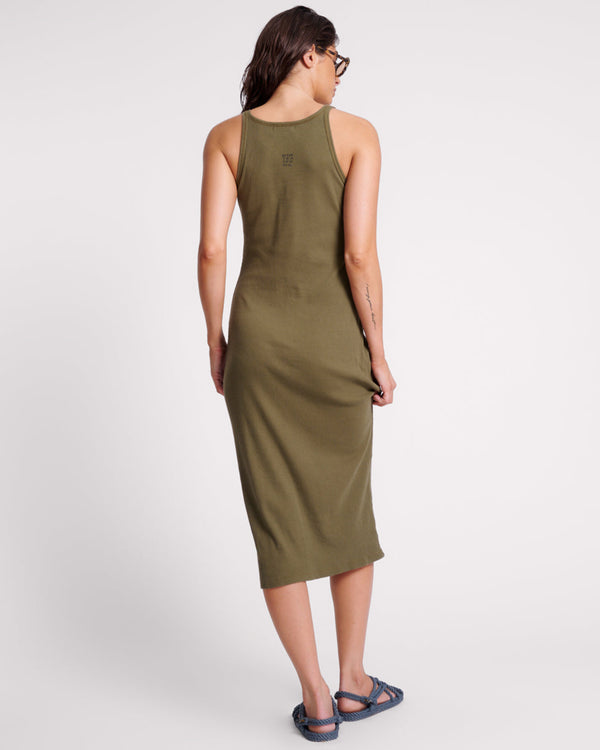 One Teaspoon One Teaspoon Ribbed Singlet Midi Dress - Khaki