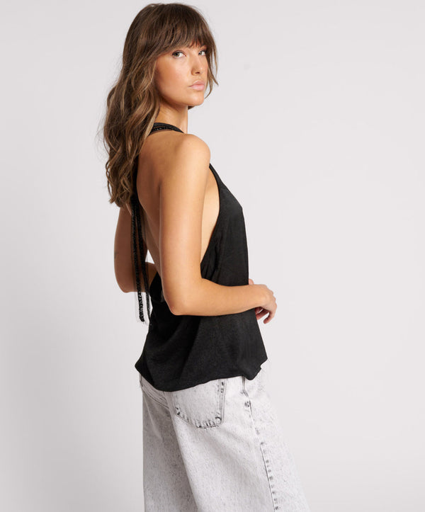 One Teaspoon Roxie Embellished Backless Top - Black
