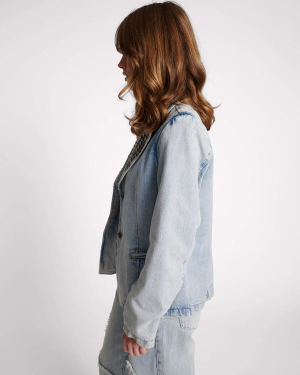 One Teaspoon Studded Denim Blazer - Diamonde