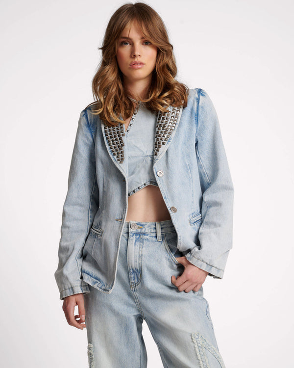 one teaspoon Studded Denim Blazer - Diamonde