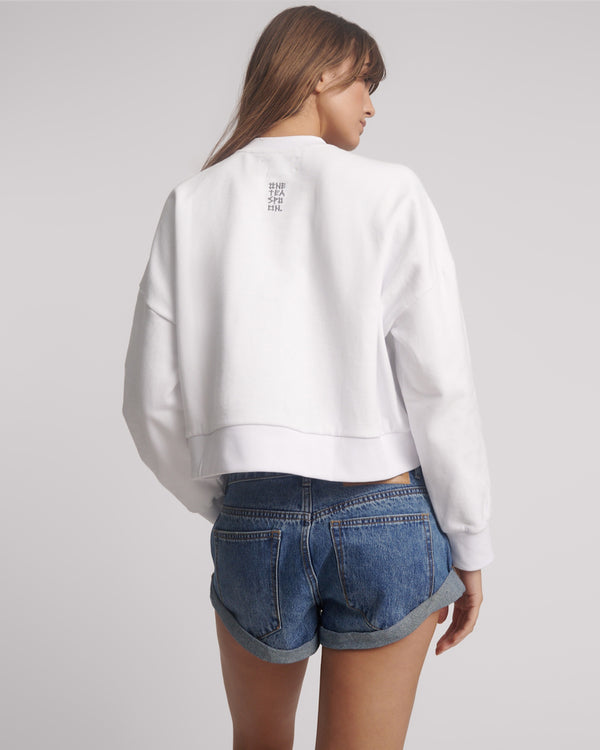 One Teaspoon Studded Heart Cropped Sweater - White