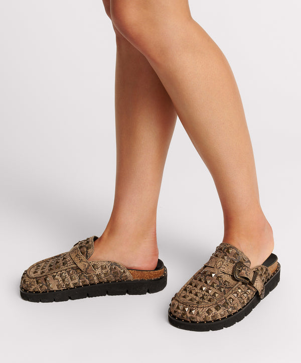one teaspoon Studded Phoenix Slides - Snake