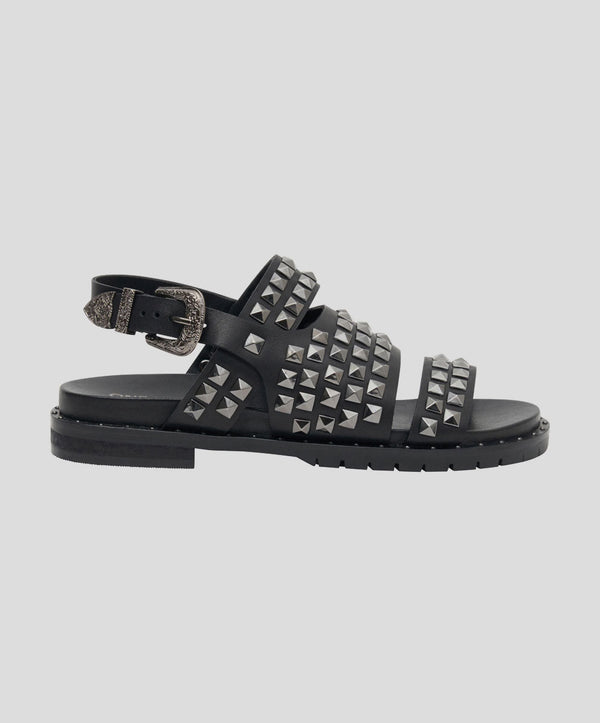 One Teaspoon Studded Vivienne Slides - Black Metal