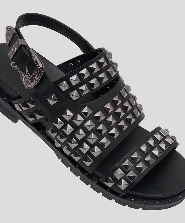 One Teaspoon Studded Vivienne Slides - Black Metal