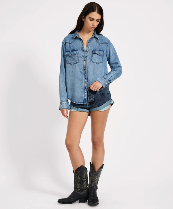 One Teaspoon Tencel Western Shirt - Blue