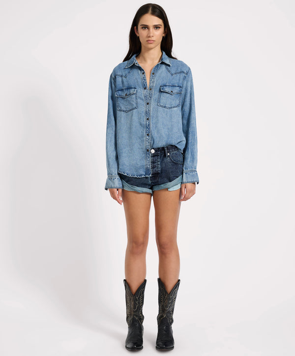 One Teaspoon Tencel Western Shirt - Blue