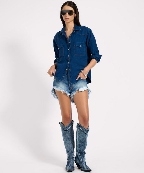 One Teaspoon Western Denim Shirt - Deep Blue