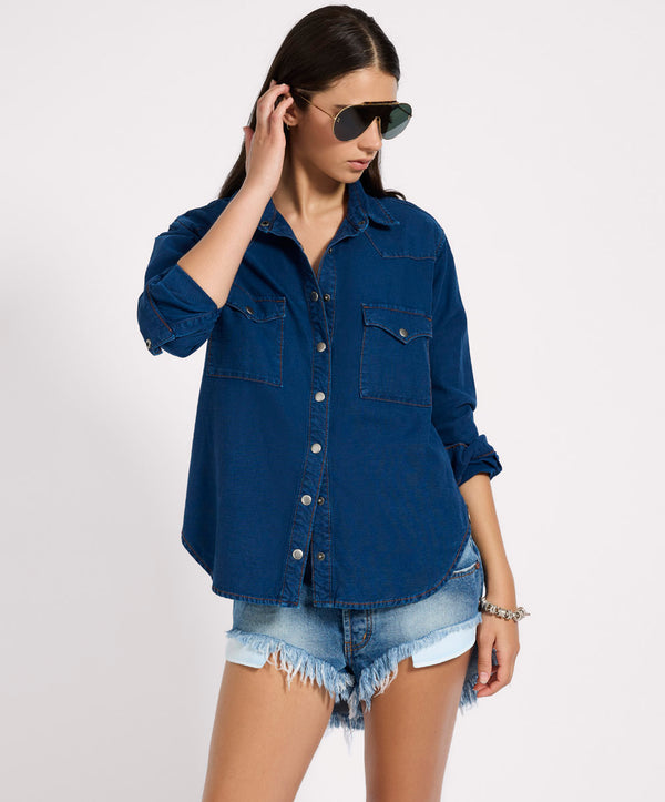 One Teaspoon Western Denim Shirt - Deep Blue