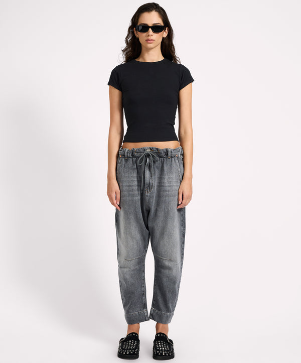 One Teaspoon Outcasts Low Waist Drop Crotch Harem Denim Jeans - Charcoal Grey
