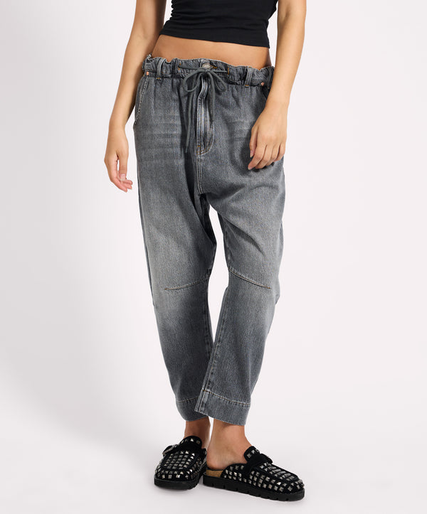 One Teaspoon Outcasts Low Waist Drop Crotch Harem Denim Jeans - Charcoal Grey