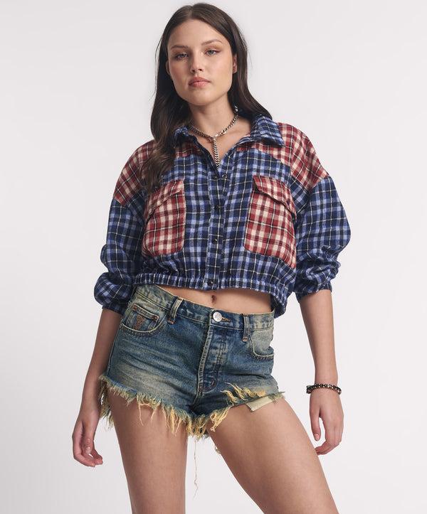 One Teaspoon Outlaws Low Waist Mid Length Denim Shorts - Phoenix Blue