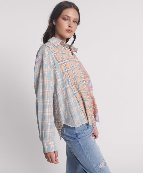 One Teaspoon Patchwork Cotton Check Shirt - Checked Print
