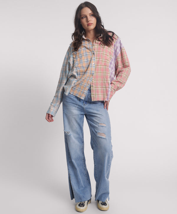 One Teaspoon Patchwork Cotton Check Shirt - Checked Print