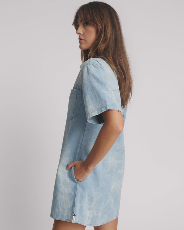 One Teaspoon Pixie Denim Mini Shirt Dress - Cloudy Blue