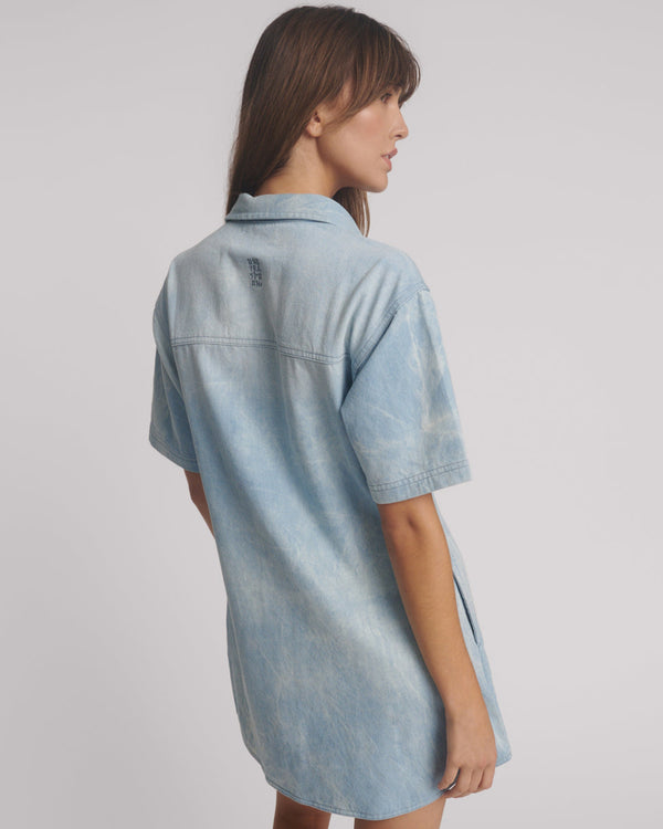 One Teaspoon Pixie Denim Mini Shirt Dress - Cloudy Blue